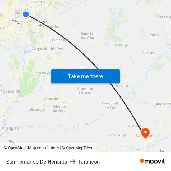 San Fernando De Henares to Tarancón map
