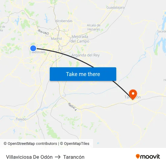 Villaviciosa De Odón to Tarancón map