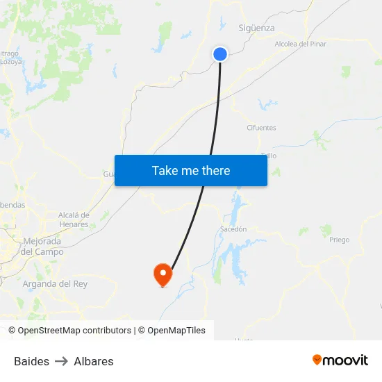 Baides to Albares map
