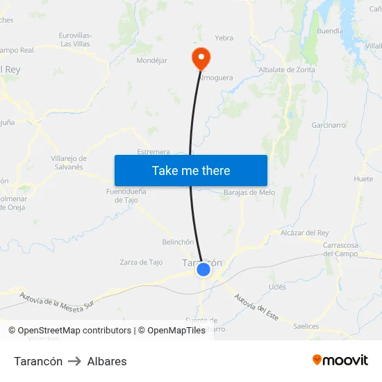 Tarancón to Albares map