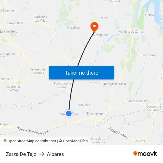 Zarza De Tajo to Albares map