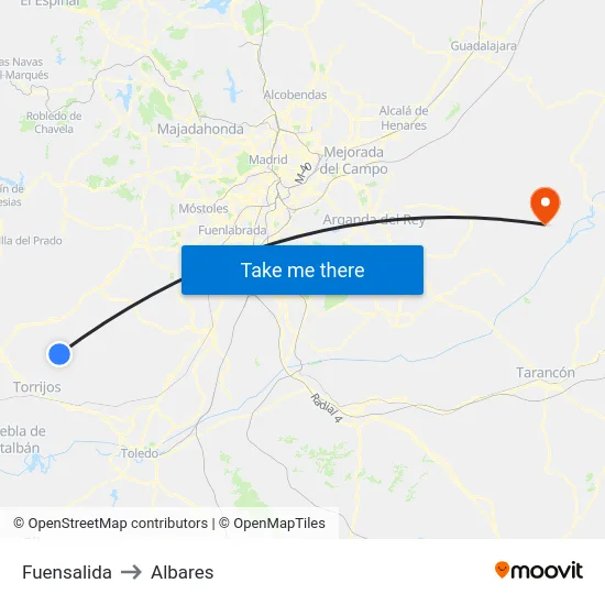 Fuensalida to Albares map