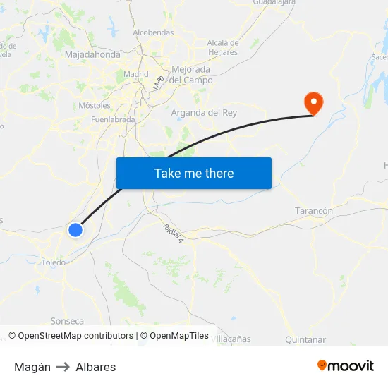 Magán to Albares map