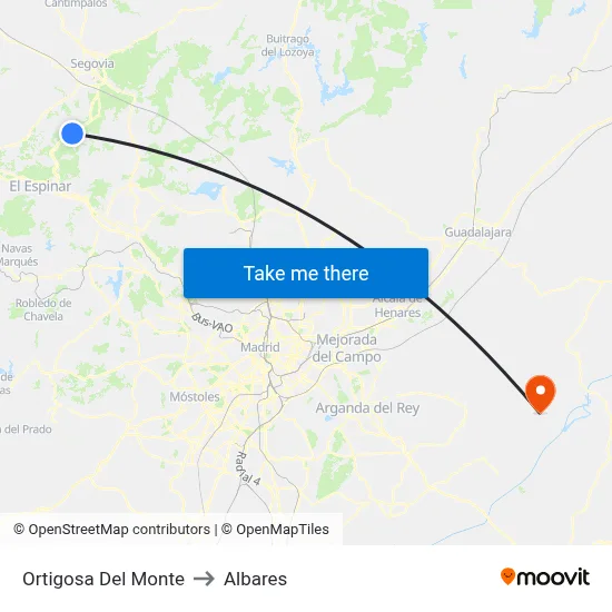 Ortigosa Del Monte to Albares map