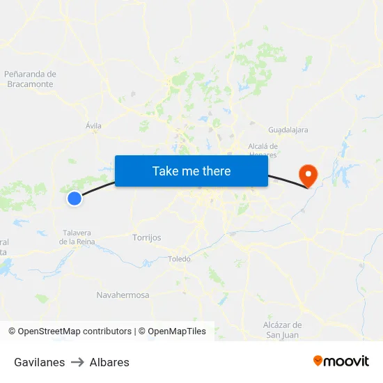 Gavilanes to Albares map