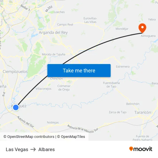 Las Vegas to Albares map