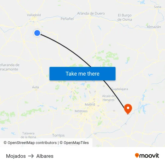Mojados to Albares map