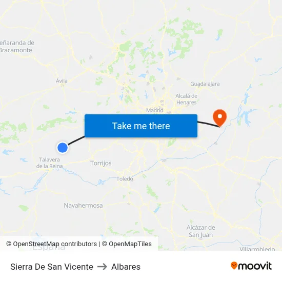 Sierra De San Vicente to Albares map