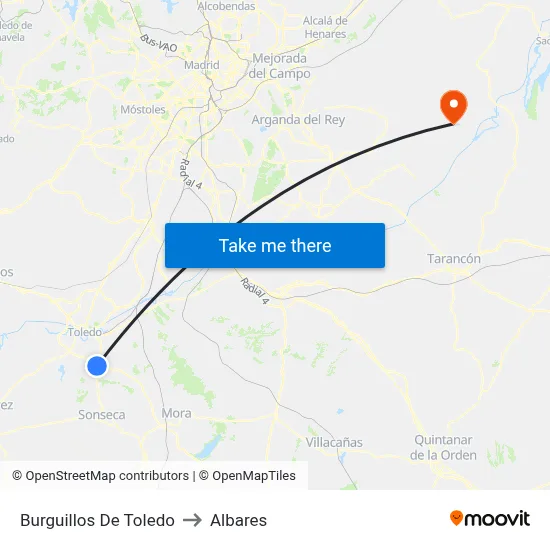Burguillos De Toledo to Albares map