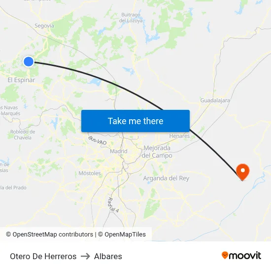 Otero De Herreros to Albares map