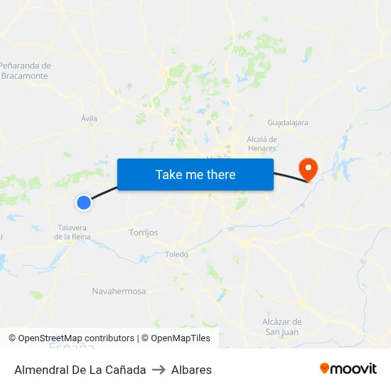 Almendral De La Cañada to Albares map