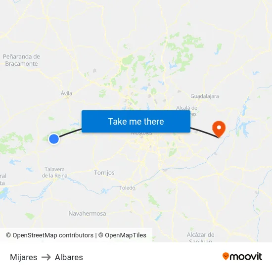 Mijares to Albares map