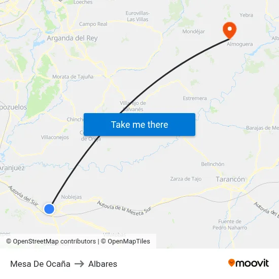 Mesa De Ocaña to Albares map