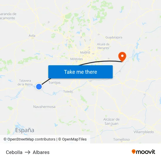 Cebolla to Albares map