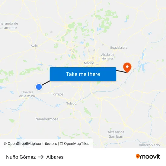 Nuño Gómez to Albares map