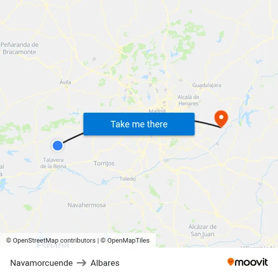 Navamorcuende to Albares map
