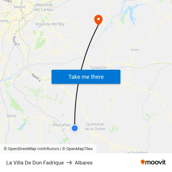 La Villa De Don Fadrique to Albares map