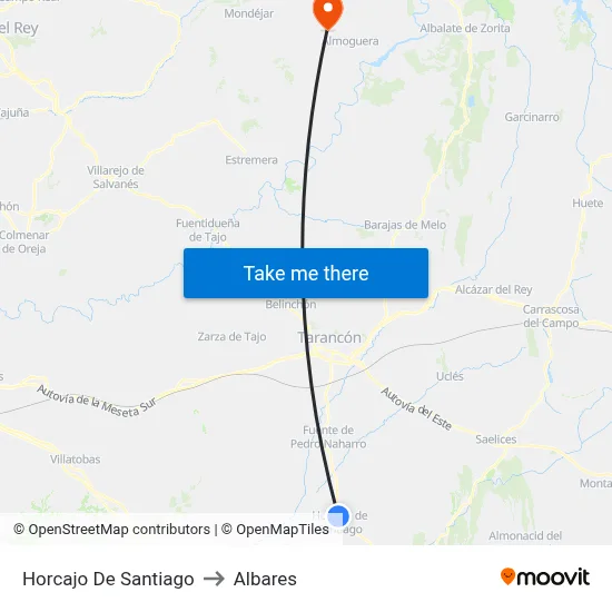 Horcajo De Santiago to Albares map