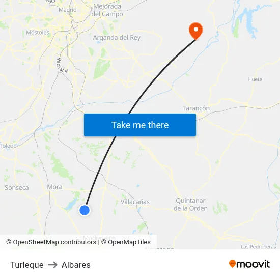Turleque to Albares map