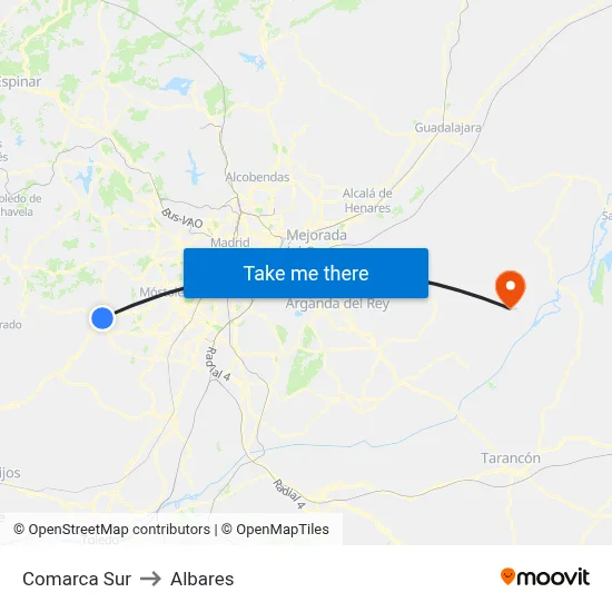 Comarca Sur to Albares map