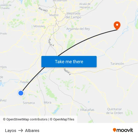 Layos to Albares map