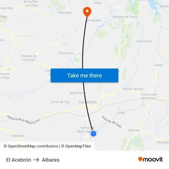 El Acebrón to Albares map