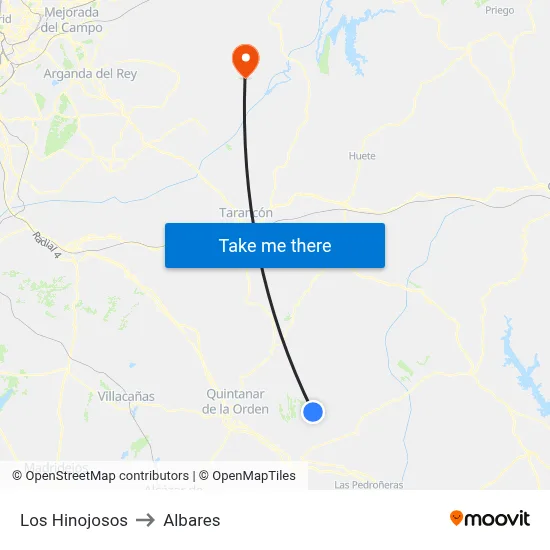 Los Hinojosos to Albares map