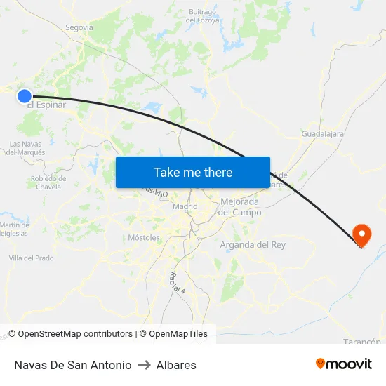 Navas De San Antonio to Albares map