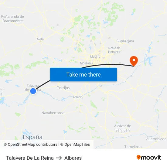 Talavera De La Reina to Albares map