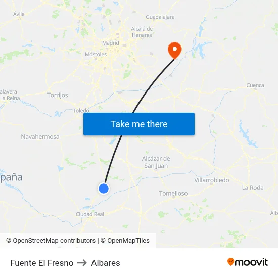 Fuente El Fresno to Albares map