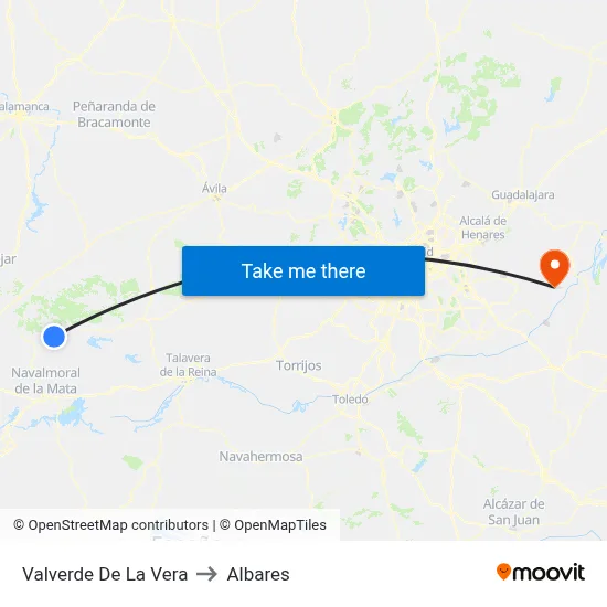 Valverde De La Vera to Albares map