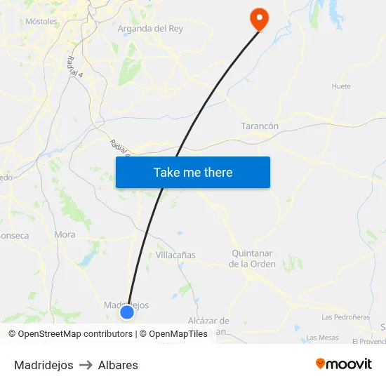 Madridejos to Albares map