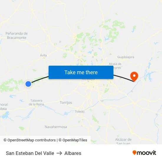 San Esteban Del Valle to Albares map