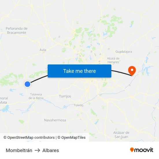Mombeltrán to Albares map