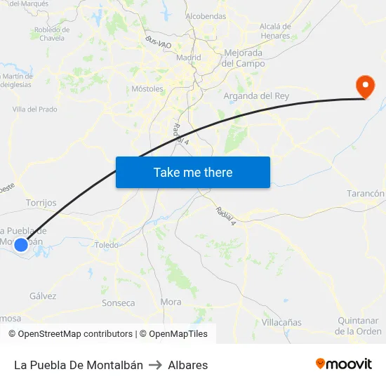 La Puebla De Montalbán to Albares map