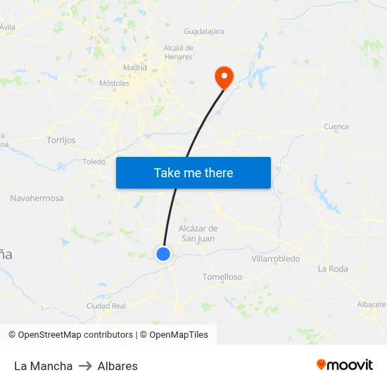 La Mancha to Albares map