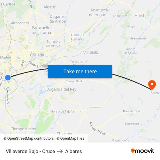 Villaverde Bajo - Cruce to Albares map