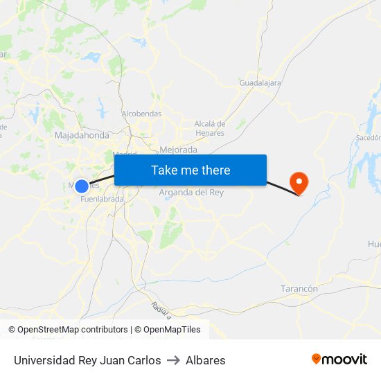 Universidad Rey Juan Carlos to Albares map
