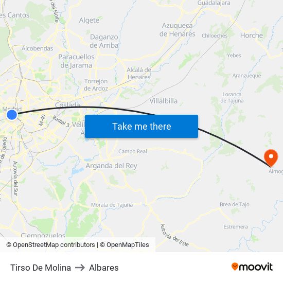 Tirso De Molina to Albares map