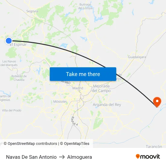 Navas De San Antonio to Almoguera map