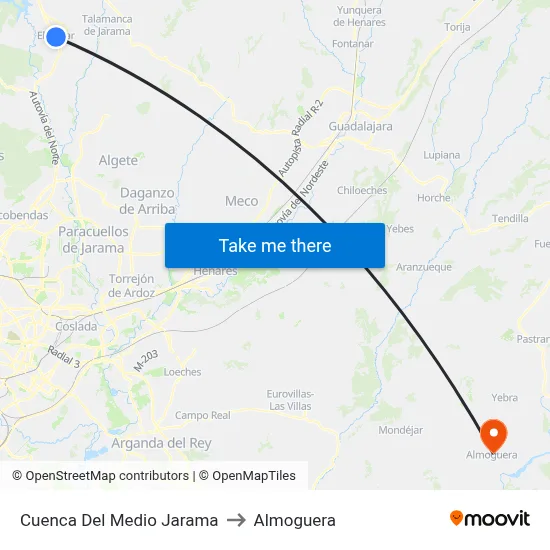 Cuenca Del Medio Jarama to Almoguera map