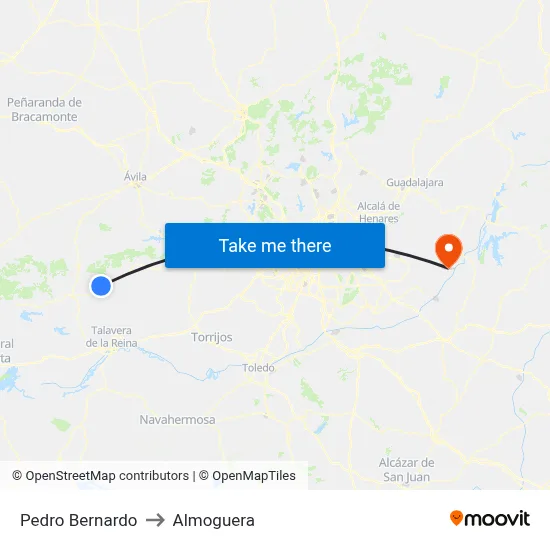 Pedro Bernardo to Almoguera map