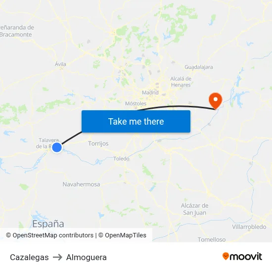 Cazalegas to Almoguera map
