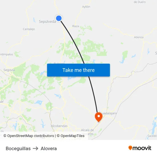 Boceguillas to Alovera map