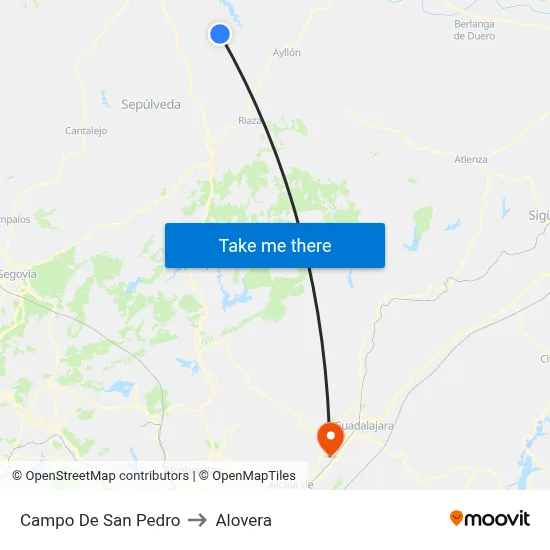 Campo De San Pedro to Alovera map