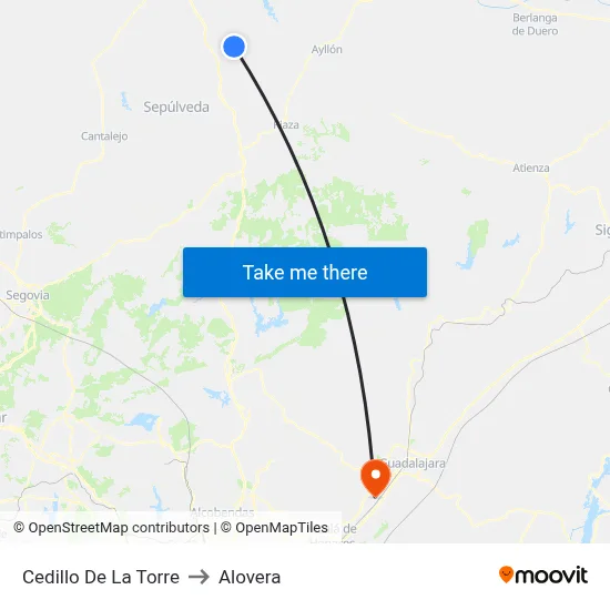 Cedillo De La Torre to Alovera map
