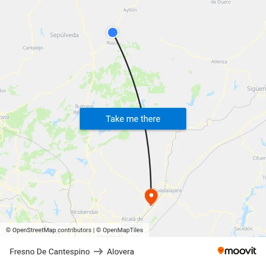 Fresno De Cantespino to Alovera map