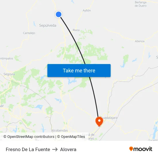 Fresno De La Fuente to Alovera map
