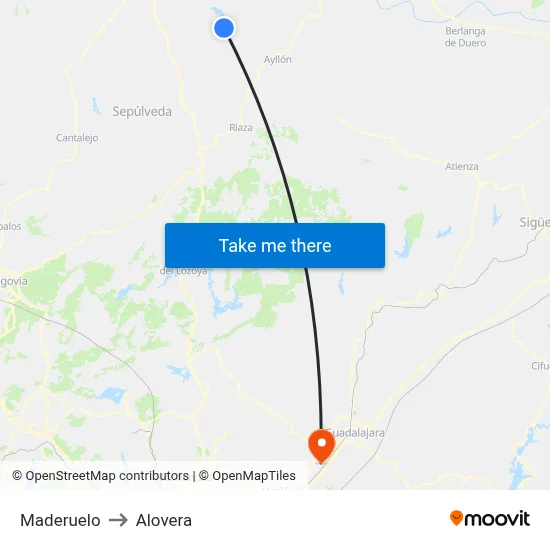 Maderuelo to Alovera map