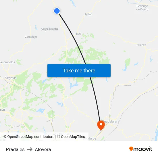 Pradales to Alovera map